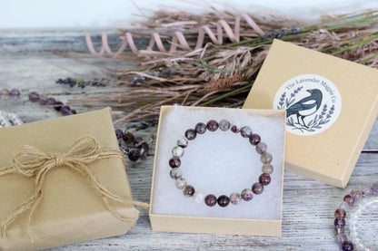 Lepidolite Bracelet | Lavender Purple Crystal Bracelet | Stretch Gemstone Bracelet | Handmade Gemstone Jewelry