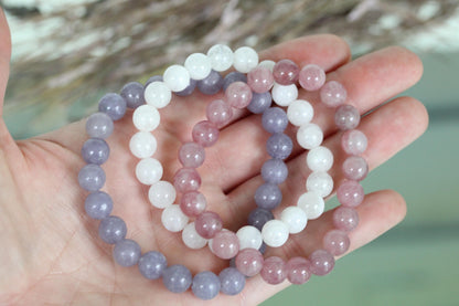 Lepidolite Bracelet | Lavender Purple Crystal Bracelet | Stretch Gemstone Bracelet | Handmade Gemstone Jewelry