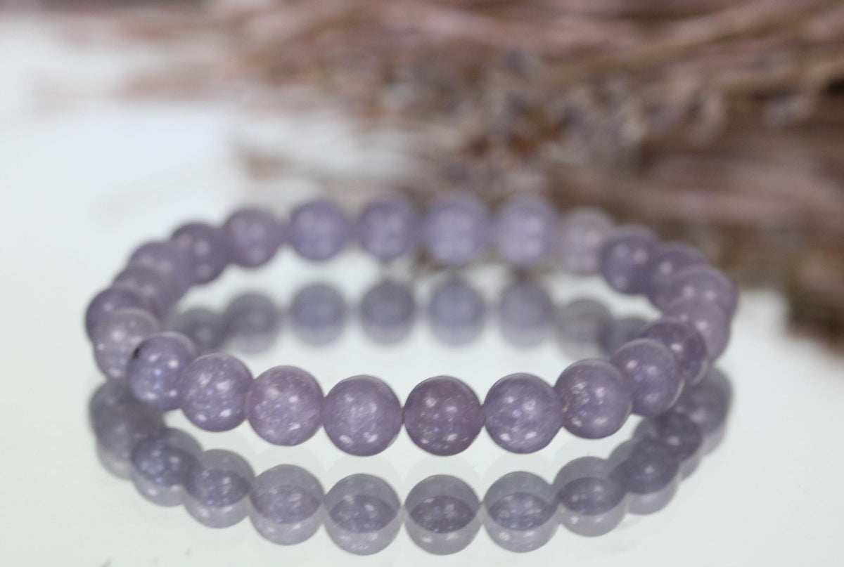 Lepidolite Bracelet | Lavender Purple Crystal Bracelet | Stretch Gemstone Bracelet | Handmade Gemstone Jewelry